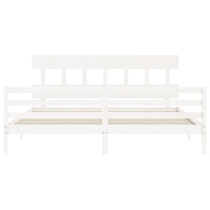 Bed Frame without Mattress White 200x200 cm Solid Wood