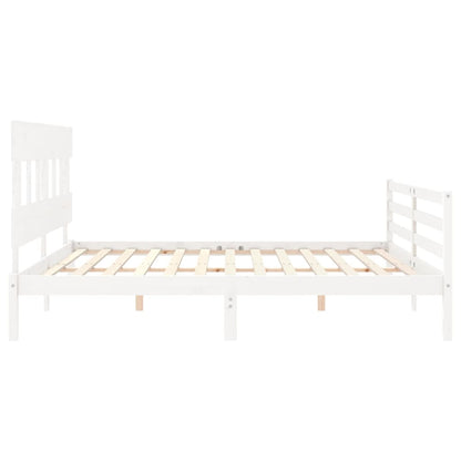 Bed Frame without Mattress White 200x200 cm Solid Wood