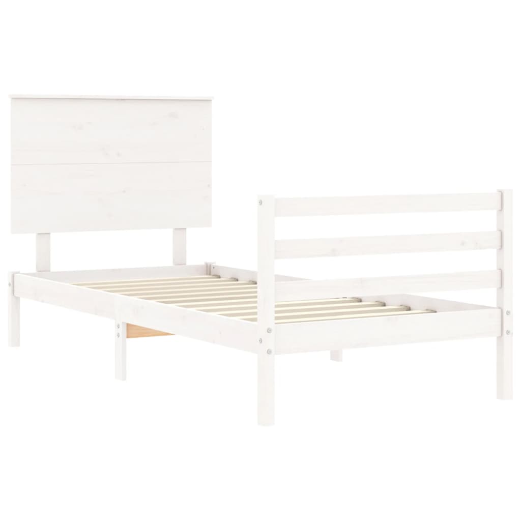 Bed Frame without Mattress White 90x200 cm Solid Wood