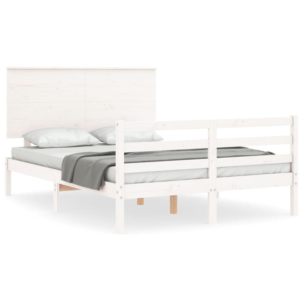 Bed Frame without Mattress White 140x200 cm Solid Wood