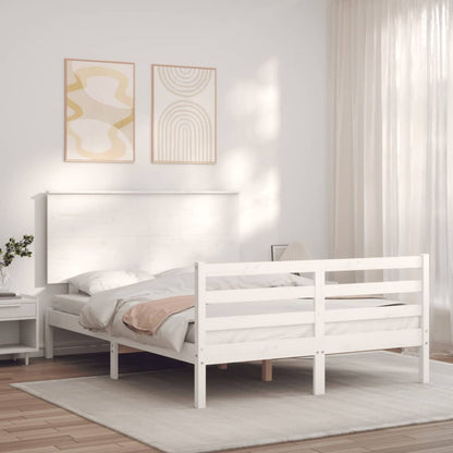Bed Frame without Mattress White 140x200 cm Solid Wood