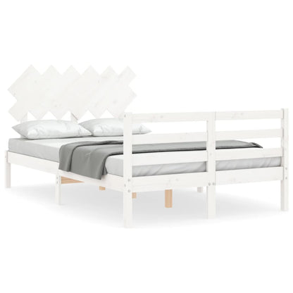 Bed Frame without Mattress White Double Solid Wood