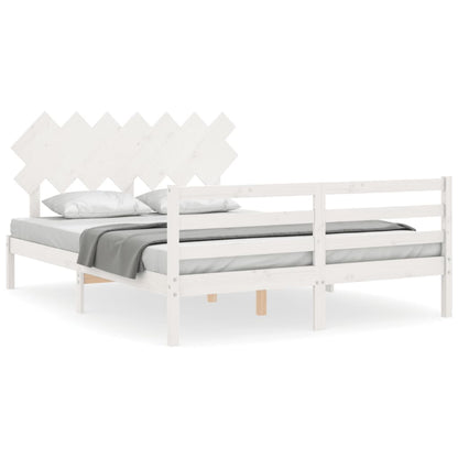 Bed Frame without Mattress White 140x190 cm Solid Wood