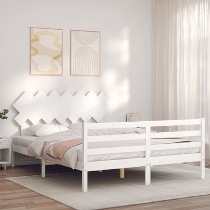 Bed Frame without Mattress White 140x190 cm Solid Wood