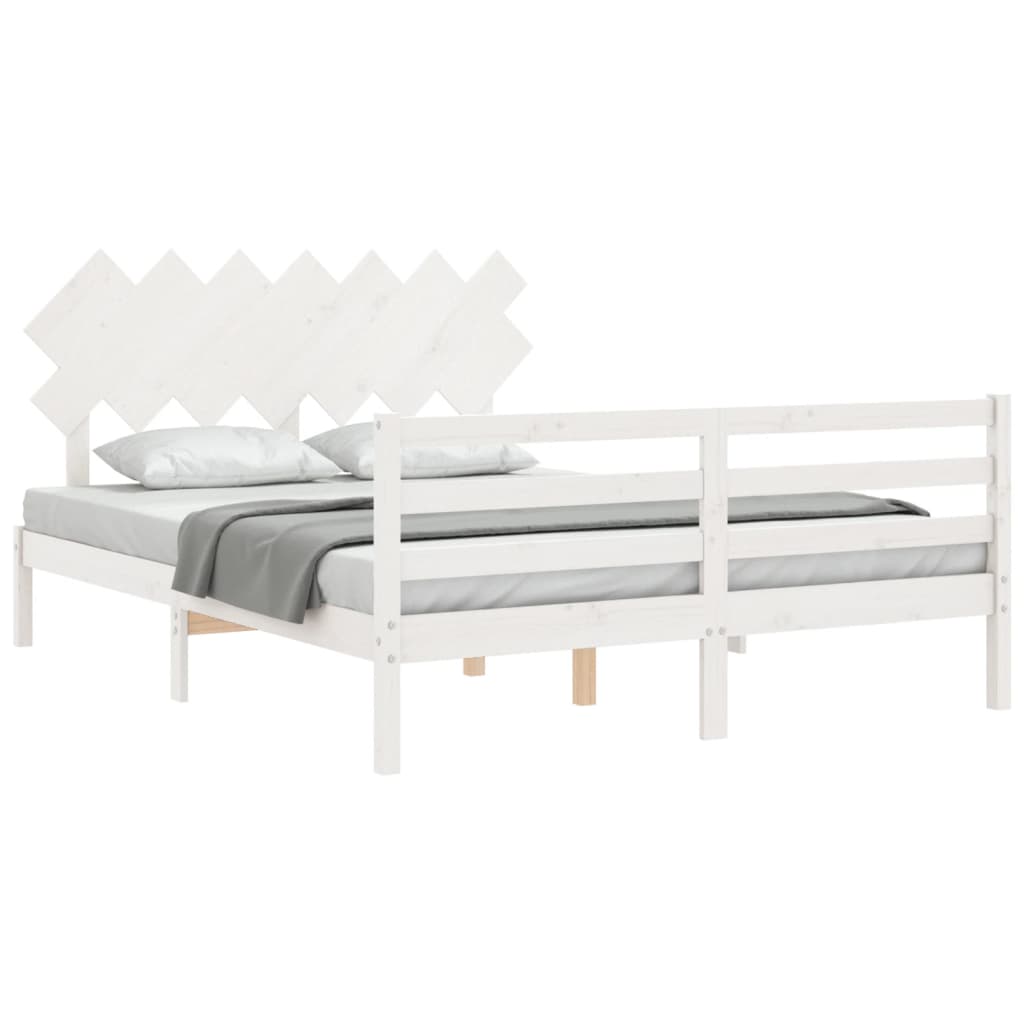 Bed Frame without Mattress White 140x190 cm Solid Wood