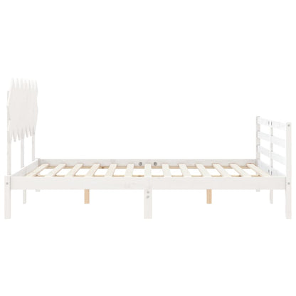Bed Frame without Mattress White 140x190 cm Solid Wood