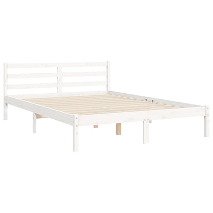 Bed Frame without Mattress White 140x190 cm Solid Wood