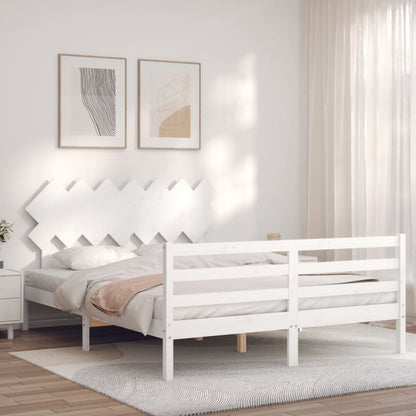 Bed Frame without Mattress White 140x190 cm Solid Wood