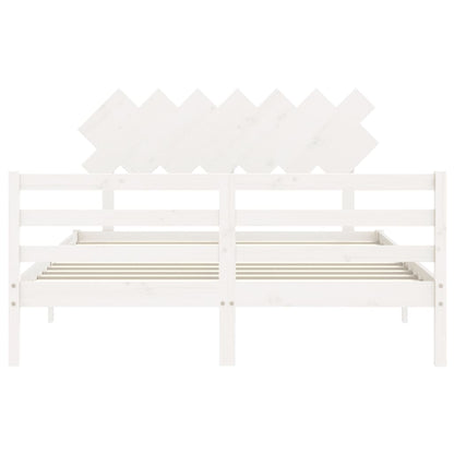 Bed Frame without Mattress White King Size Solid Wood