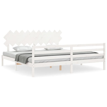 Bed Frame without Mattress White 200x200 cm Solid Wood