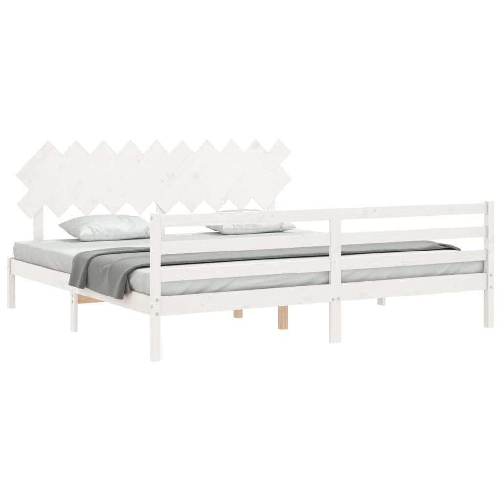 Bed Frame without Mattress White 200x200 cm Solid Wood