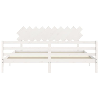 Bed Frame without Mattress White 200x200 cm Solid Wood