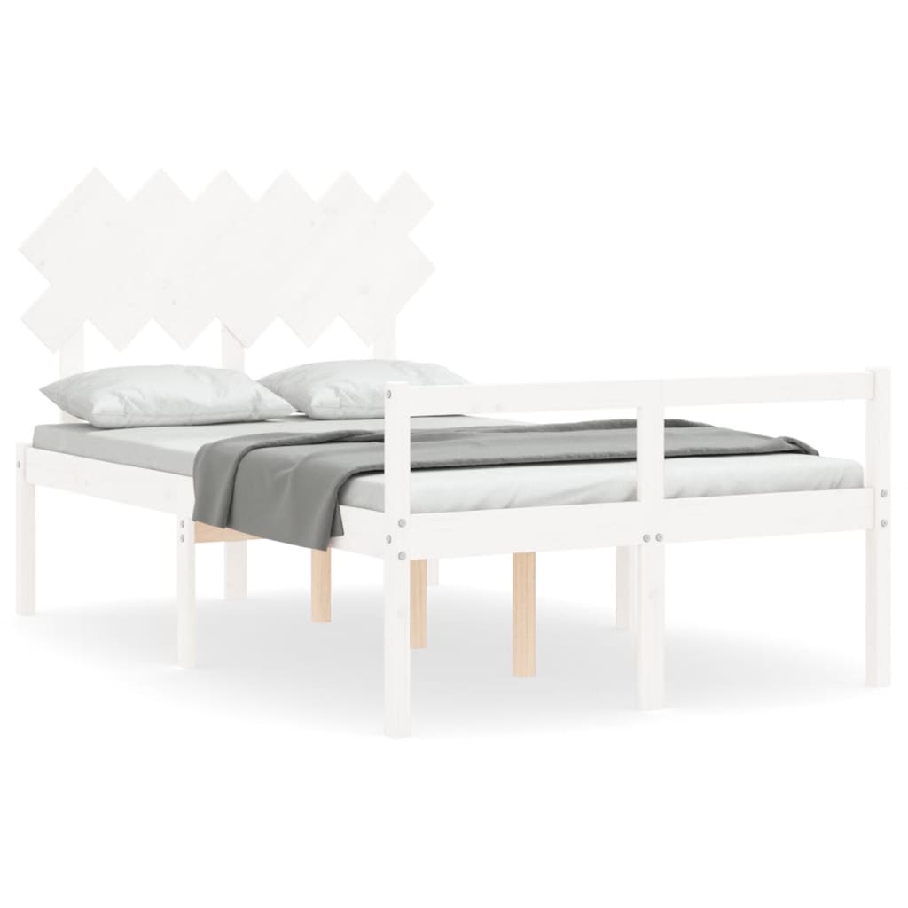Senior Bed without Mattress White Double Solid Wood