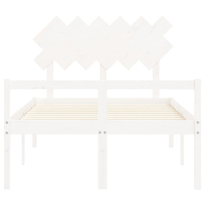 Senior Bed without Mattress White Double Solid Wood