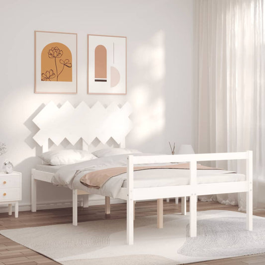 Senior Bed without Mattress White Double Solid Wood