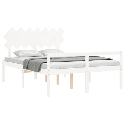 Senior Bed without Mattress White King Size Solid Wood