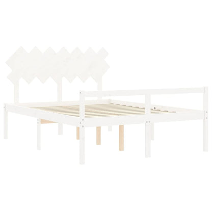 Senior Bed without Mattress White King Size Solid Wood
