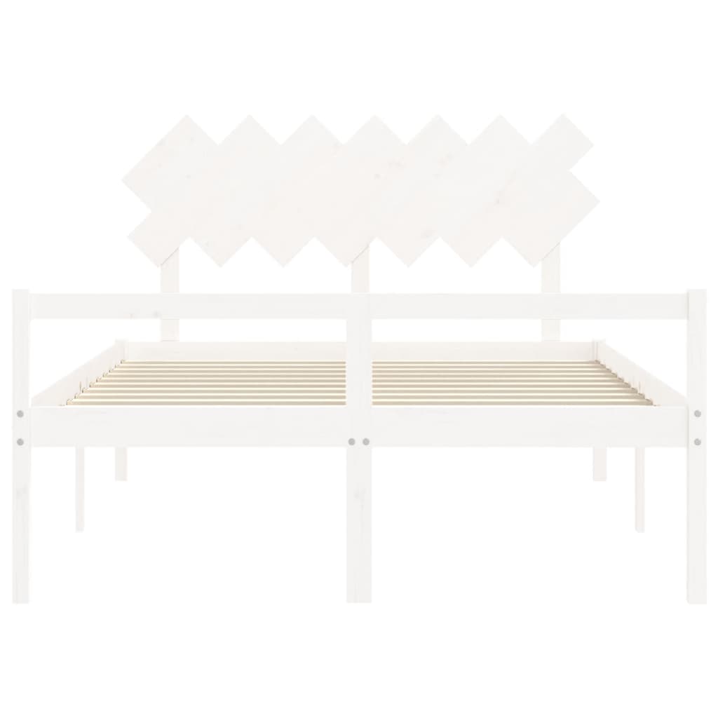 Senior Bed without Mattress White King Size Solid Wood