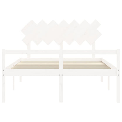 Senior Bed without Mattress White King Size Solid Wood