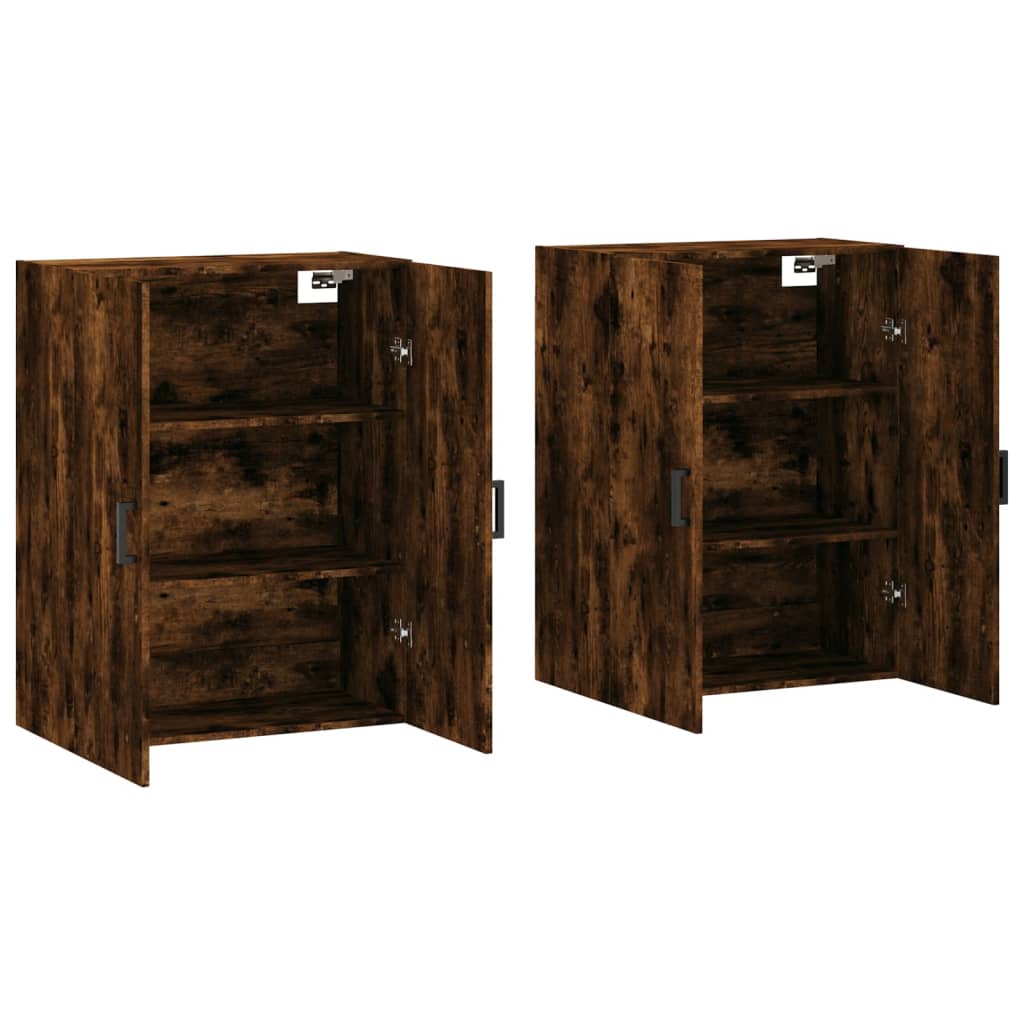 Wall Mounted Cabinets 2 pcs Smoked Oak 69.5x34x90 cm