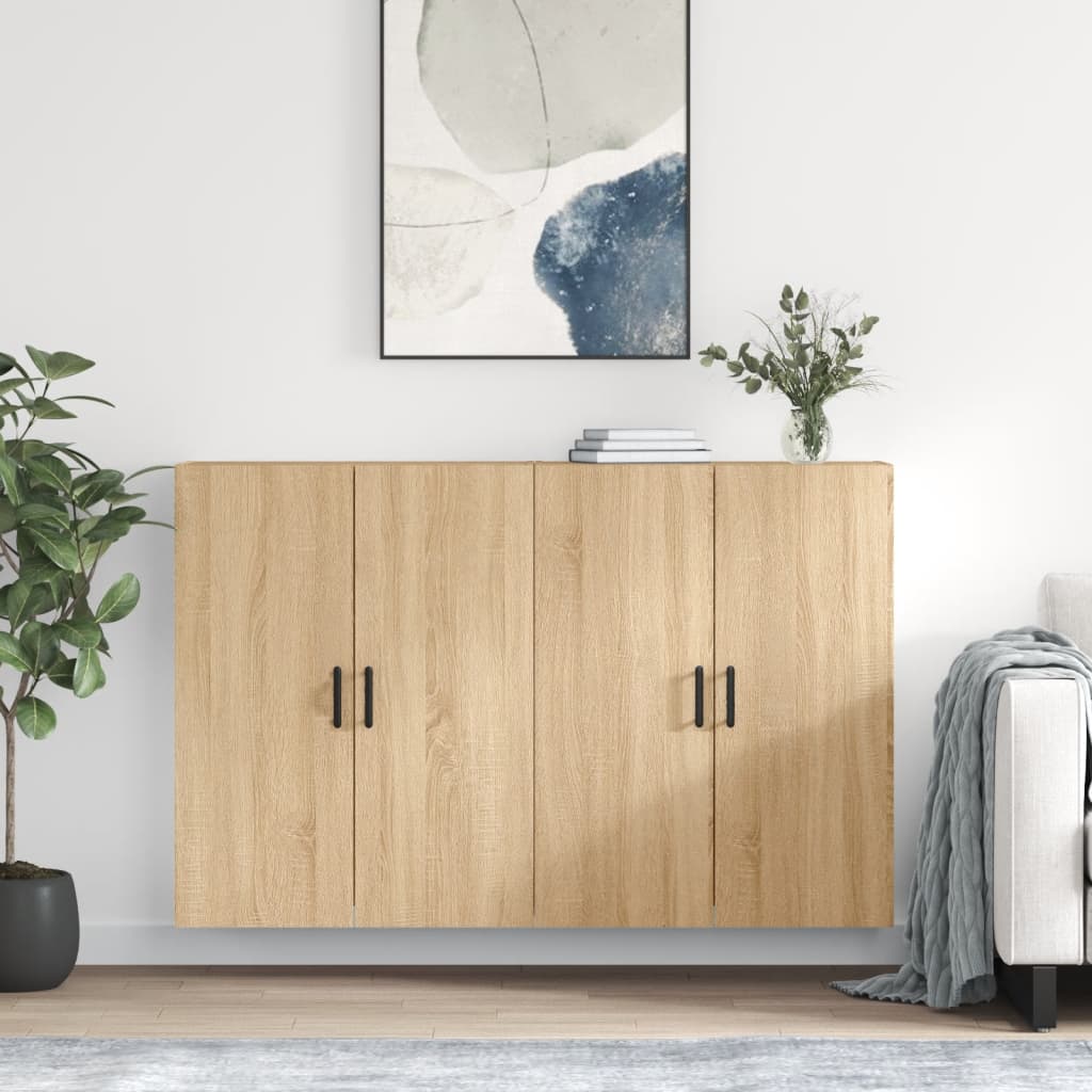 Wall Mounted Cabinets 2 pcs Sonoma Oak 69.5x34x90 cm