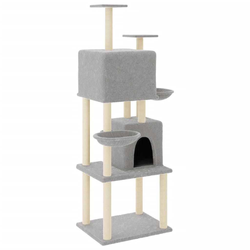 Cat Tree with Sisal Scratching Posts Light Grey 180 cm
