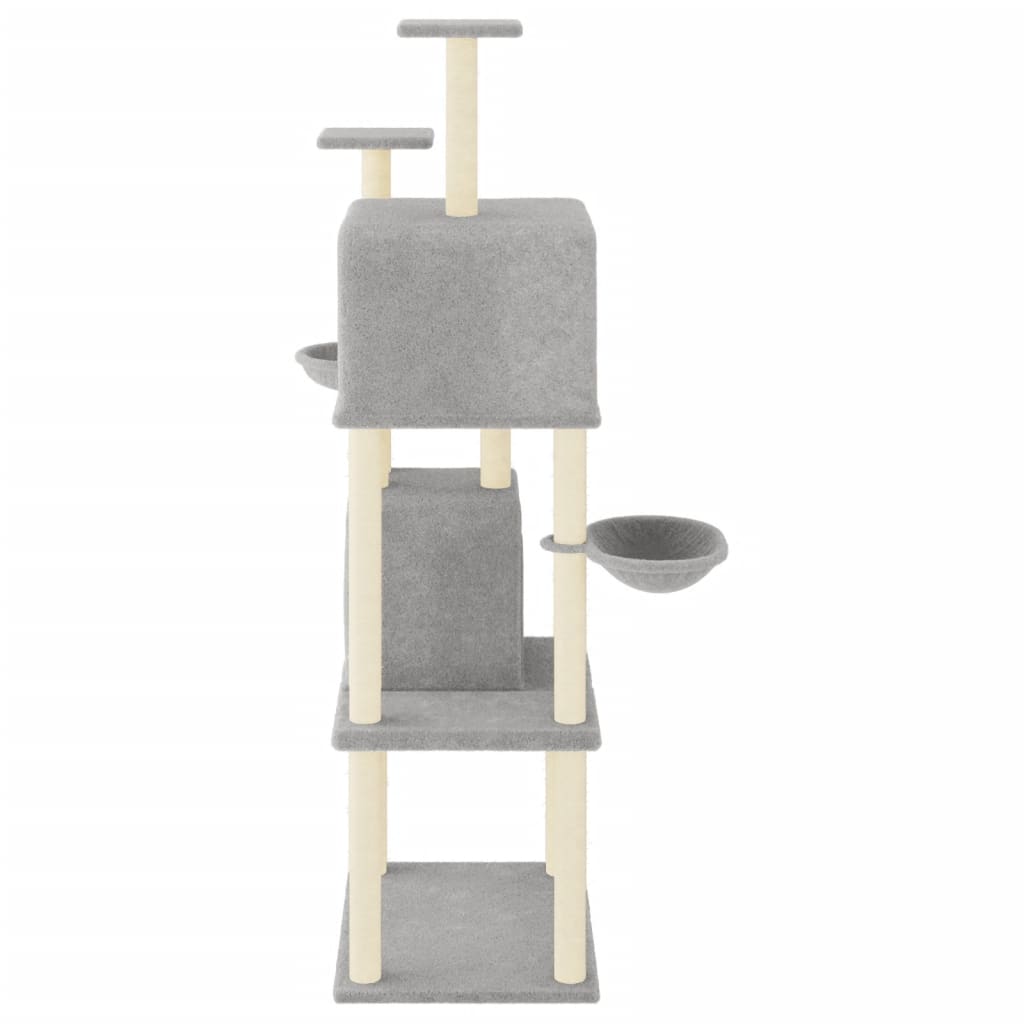 Cat Tree with Sisal Scratching Posts Light Grey 180 cm