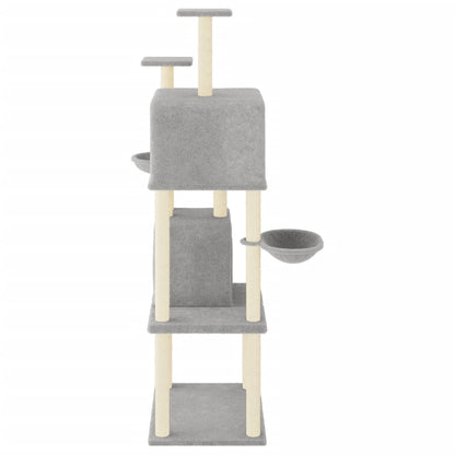 Cat Tree with Sisal Scratching Posts Light Grey 180 cm