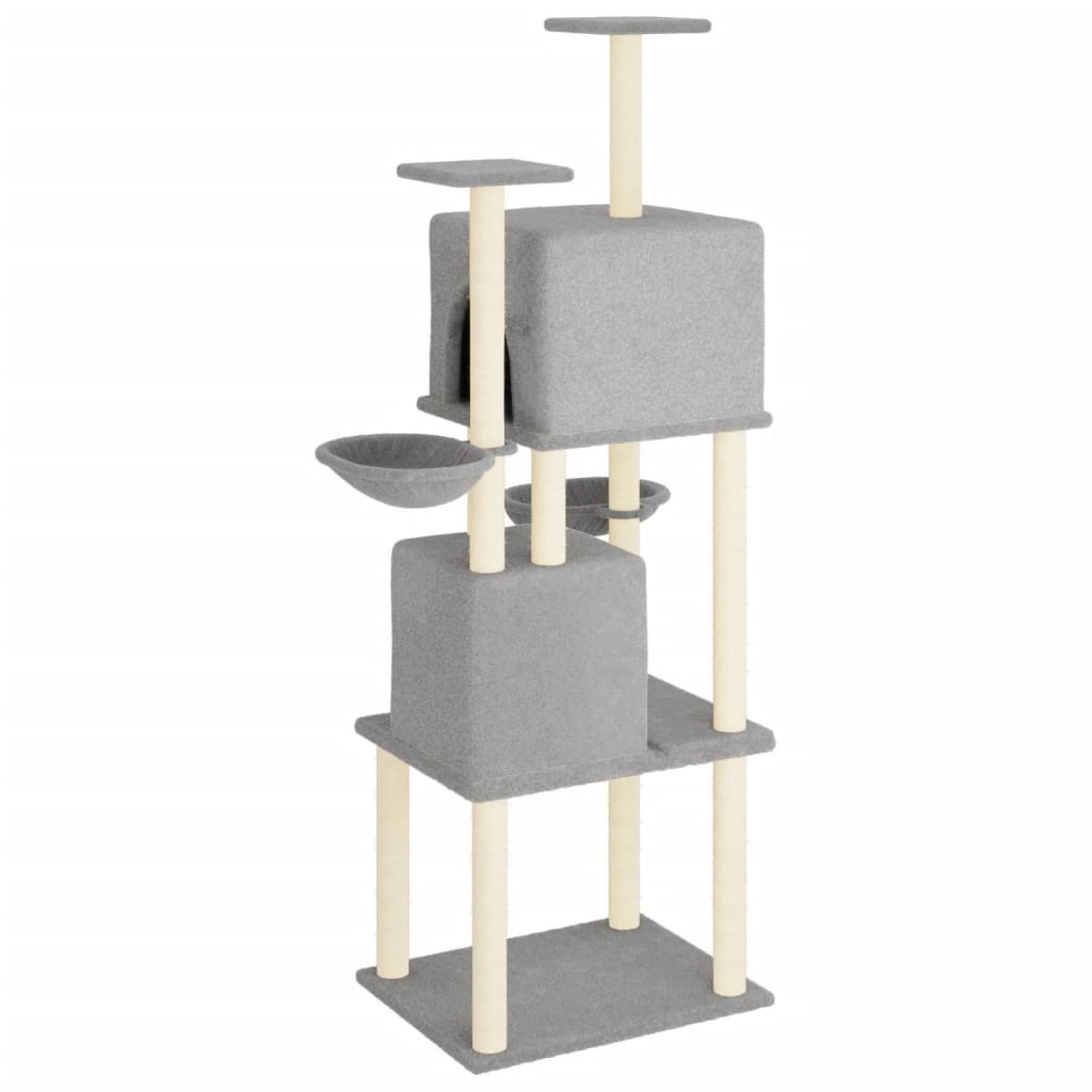 Cat Tree with Sisal Scratching Posts Light Grey 180 cm