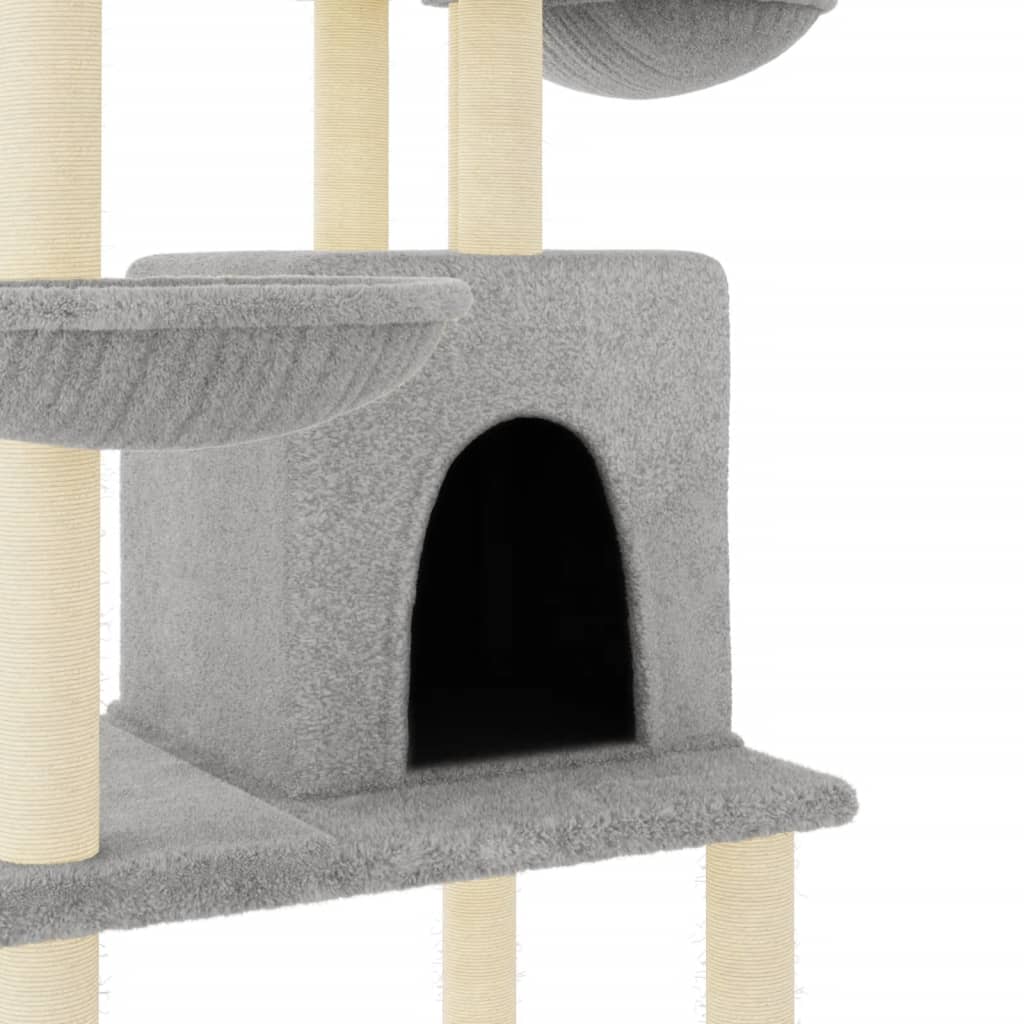Cat Tree with Sisal Scratching Posts Light Grey 180 cm