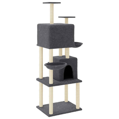 Cat Tree with Sisal Scratching Posts Dark Grey 180 cm