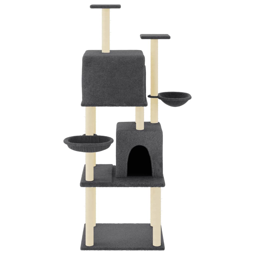 Cat Tree with Sisal Scratching Posts Dark Grey 180 cm