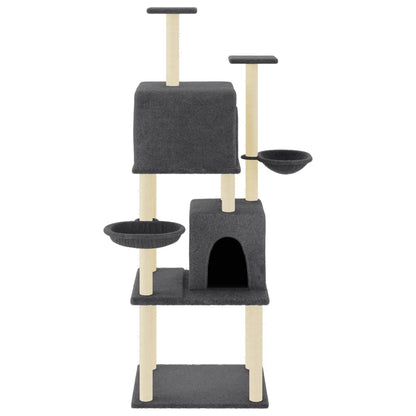 Cat Tree with Sisal Scratching Posts Dark Grey 180 cm