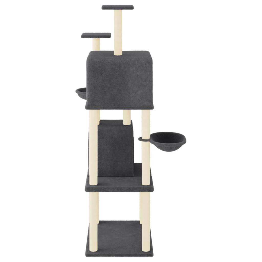 Cat Tree with Sisal Scratching Posts Dark Grey 180 cm
