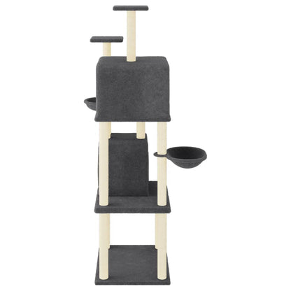 Cat Tree with Sisal Scratching Posts Dark Grey 180 cm