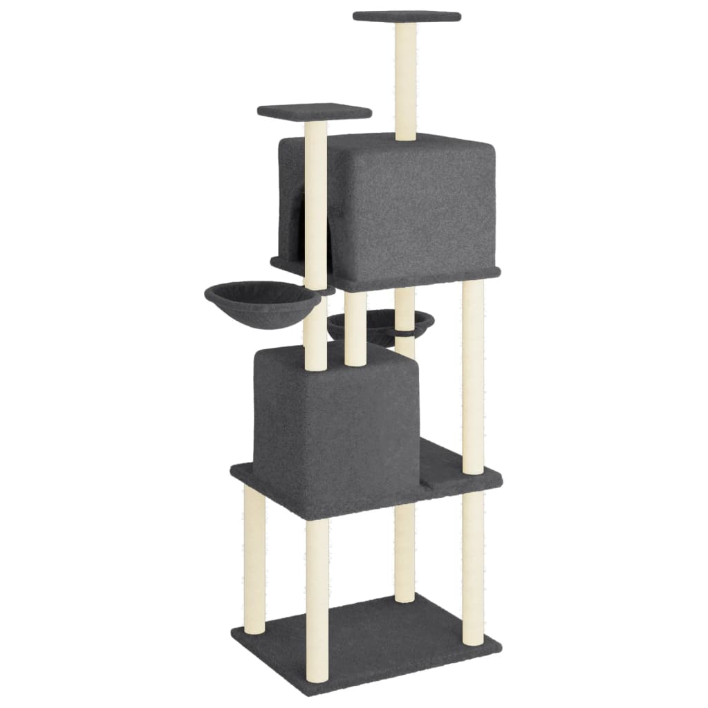 Cat Tree with Sisal Scratching Posts Dark Grey 180 cm
