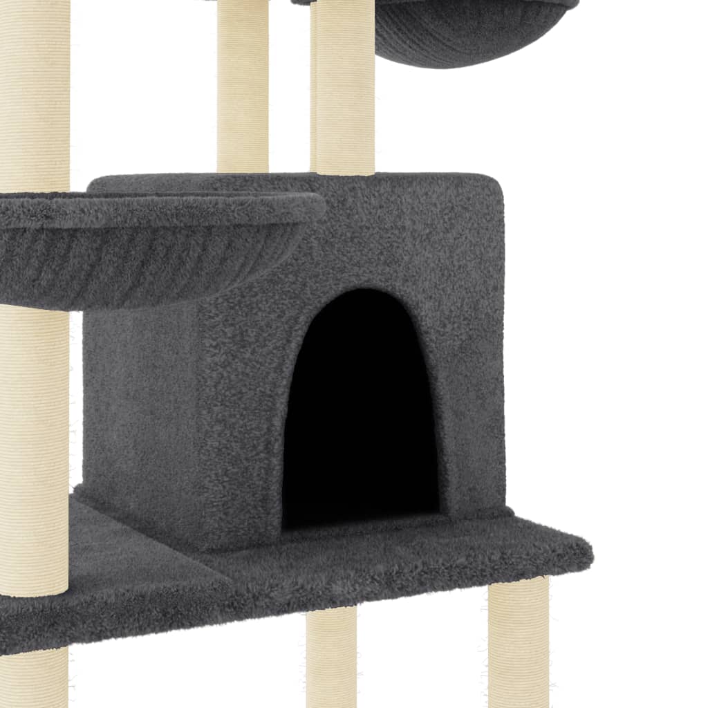 Cat Tree with Sisal Scratching Posts Dark Grey 180 cm