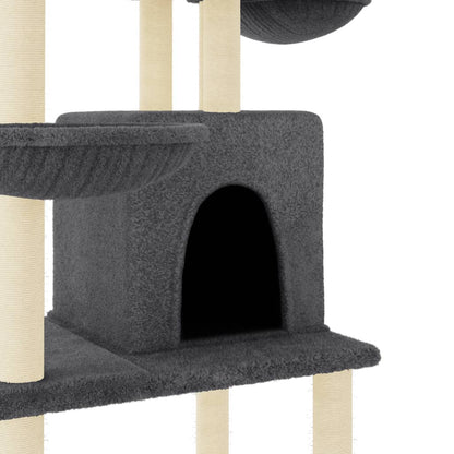 Cat Tree with Sisal Scratching Posts Dark Grey 180 cm