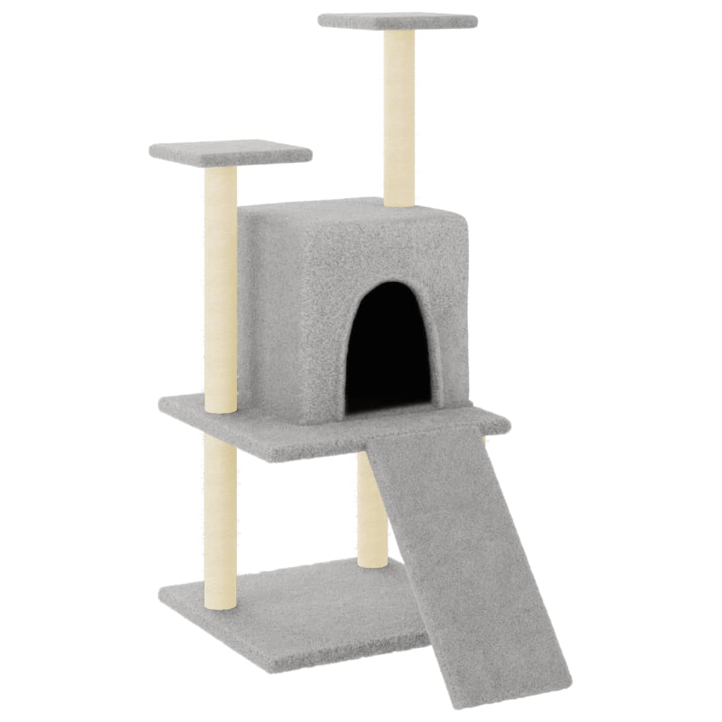 Cat Tree with Sisal Scratching Posts Light Grey 110 cm