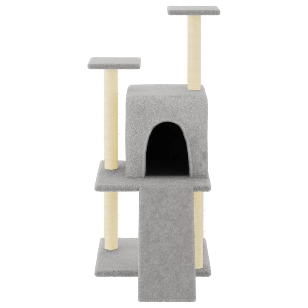 Cat Tree with Sisal Scratching Posts Light Grey 110 cm