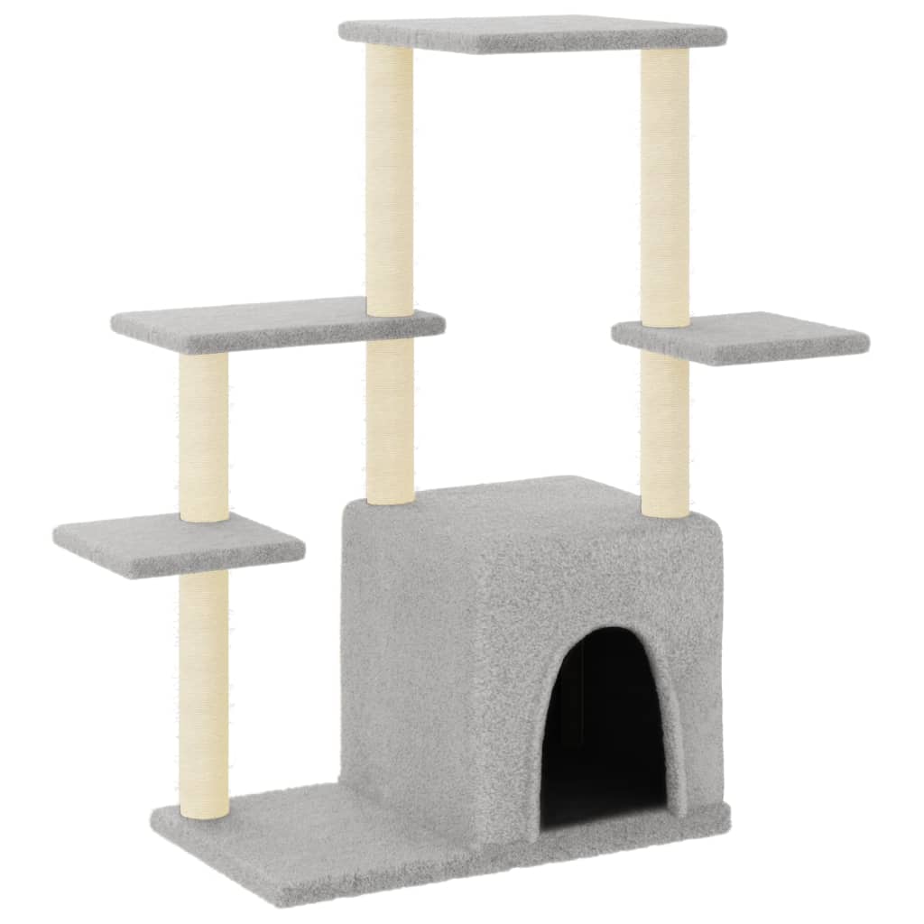 Cat Tree with Sisal Scratching Posts Light Grey 97.5 cm