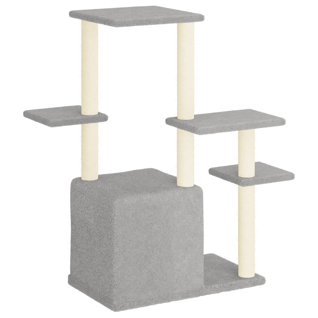 Cat Tree with Sisal Scratching Posts Light Grey 97.5 cm