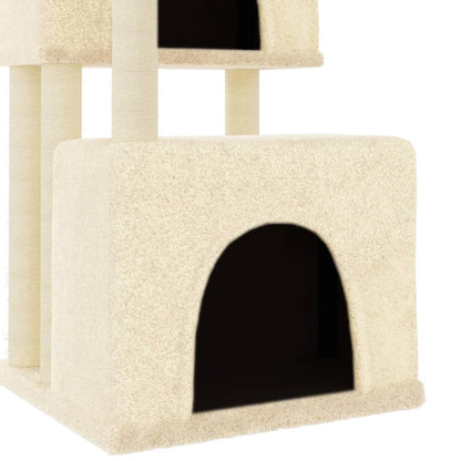 Cat Tree with Sisal Scratching Posts Cream 122 cm