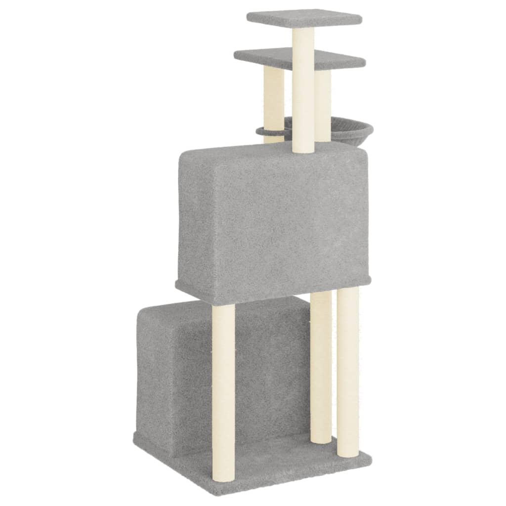 Cat Tree with Sisal Scratching Posts Light Grey 122 cm