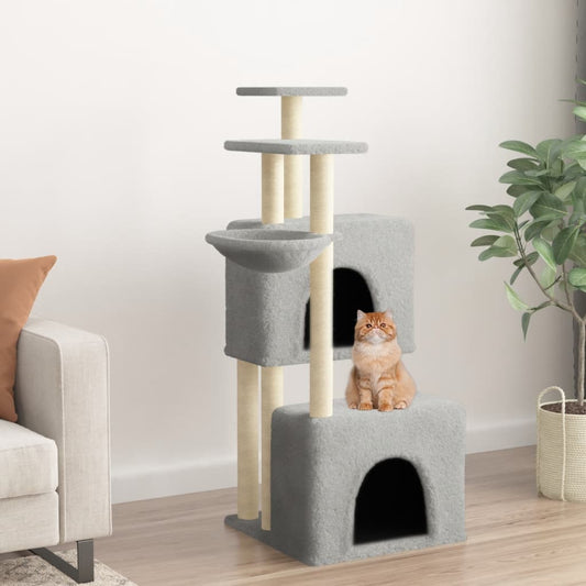 Cat Tree with Sisal Scratching Posts Light Grey 122 cm