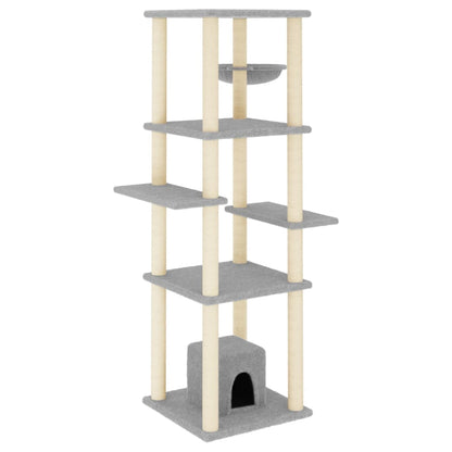 Cat Tree with Sisal Scratching Posts Light Grey 154 cm