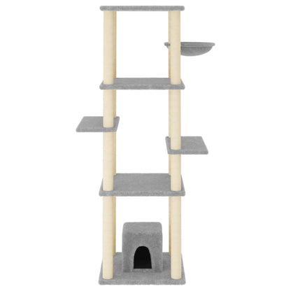 Cat Tree with Sisal Scratching Posts Light Grey 154 cm