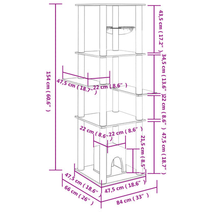 Cat Tree with Sisal Scratching Posts Light Grey 154 cm