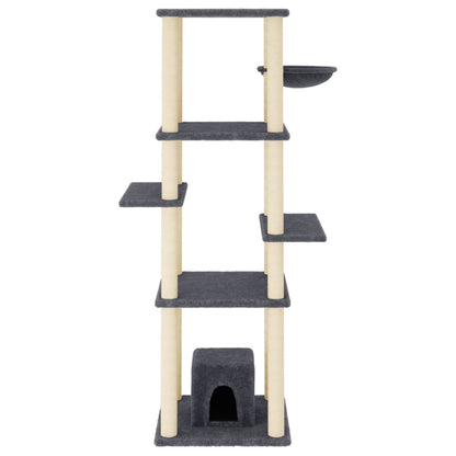Cat Tree with Sisal Scratching Posts Dark Grey 154 cm