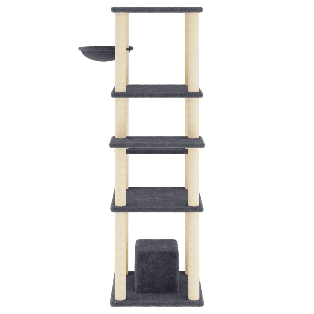Cat Tree with Sisal Scratching Posts Dark Grey 154 cm